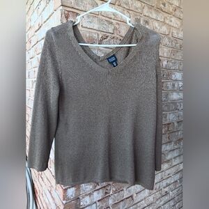Eileen Fisher Cotton Blend Taupe Knit Sweater